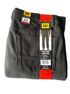 CAT Caterpillar Fleece Lined Canvas Pants Work Insulated Men Flex