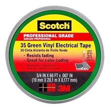 Electrical Tape, Green Vinyl, Professional Grade, 3/4 In. x 66 Ft. - 10851-DL-10