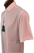 DONALD ROSS CLASSIC fit s/s UPF 50 WICKING POLO Sz L Flower Print-WHITE/PAPRIKA