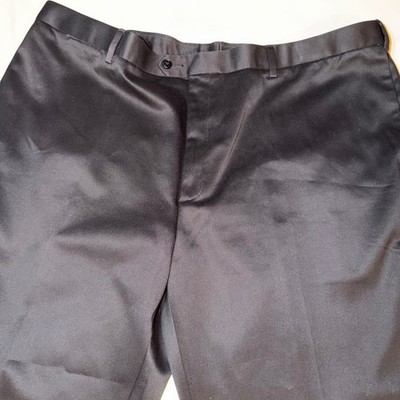 Perry Ellis Portfolio Mens Dress Pants 44x30 Black Flat Front No Iron Cotton New
