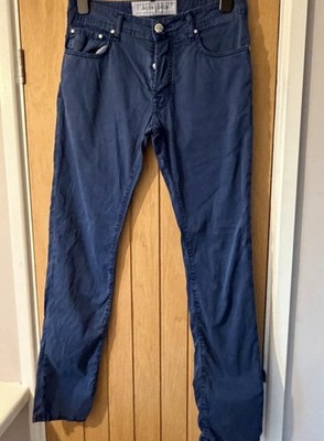 Jacob Cohen 688 Comfort Jeans Mens 32 Blue Stretch Button Fly Handmade Ita