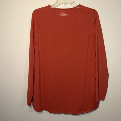 PureJill Pima Stretch Cotton Shirttail Tee M Coral Long Sleeve Stretch Spring