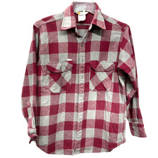 16 Vtg Carhartt Shirt Red/Maroon Gray Plaid Flannel Rugged Outdoor 90s Made USA