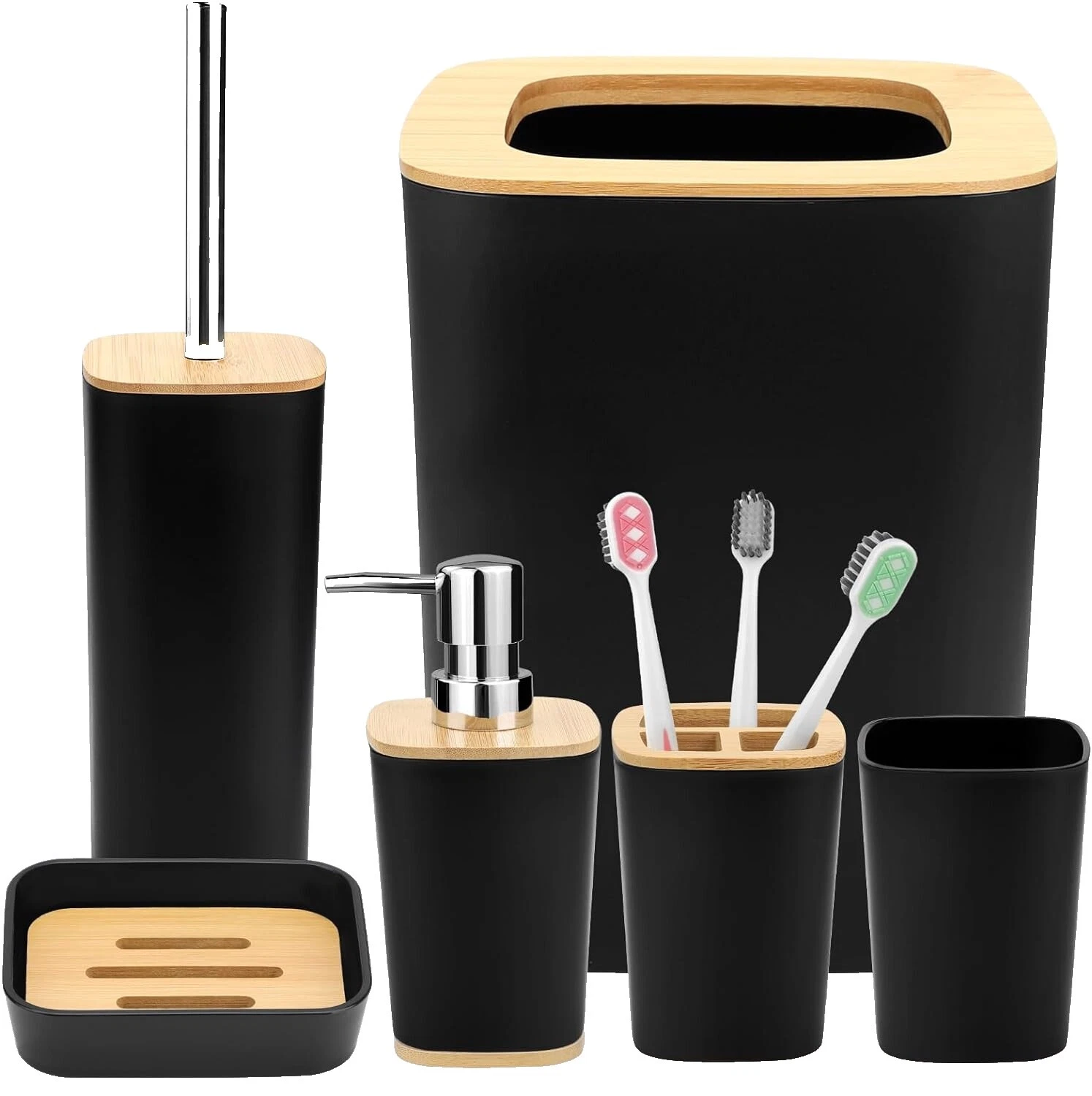 Bamboo Bathroom Accessory Sets