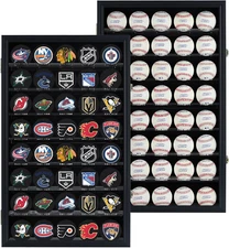 40 Hockey Puck Display Case Cabinet Holder Rack Baseball Display Case Ball Cubes