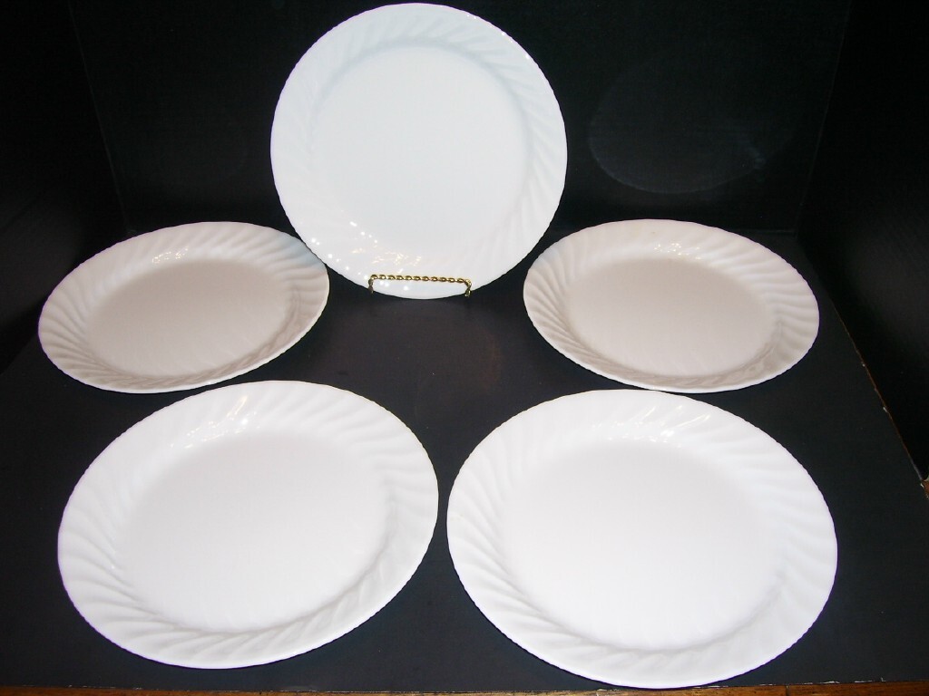 CORELLE Corning ENHANCEMENTS 9" Luncheon Plates WHITE SWIRL eBay