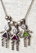 Sterling Silver Necklace With 3 Sterling Silver Daughter Or Granddaughter...