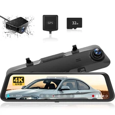 WOLFBOX Free SD Dual Mirror Dash Dash Cam Parking Monitoring Cameras 4K12''