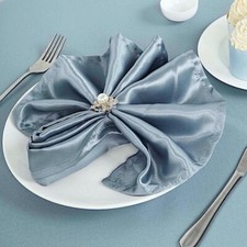 10 DUSTY BLUE Silky SATIN 20x20" Wedding NAPKINS Party Table Linens Catering
