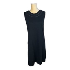 Talbots Sleeveless Black Knit Sheath Dress Round Neck Size XS