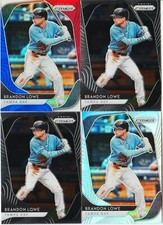 BRANDON LOWE 4 CARD LOT 2020 PRIZM HOLO SILVER & RED WHITE & BLUE # 37 + BASE
