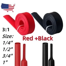 Black+Red Heat Shrink Tubing 3:1 Wire Insulation Cable Sleeve Wrap Marine Grade