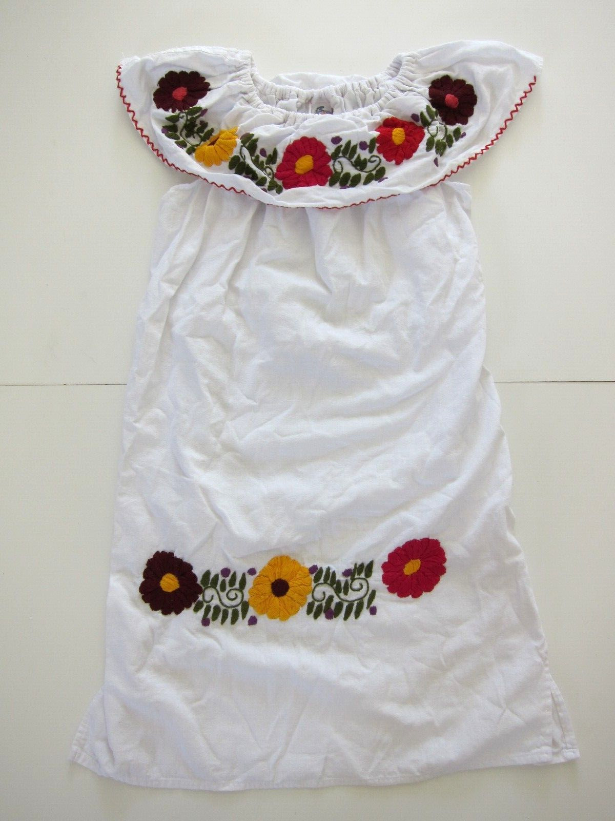Vtg Vestidos Artesanales Mexican Cotton White Emb… - image 1