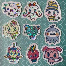 Tamagotchi 9 Stickers Uni Character Lot - Jumbo Vinyl Sparkle virtual Set C