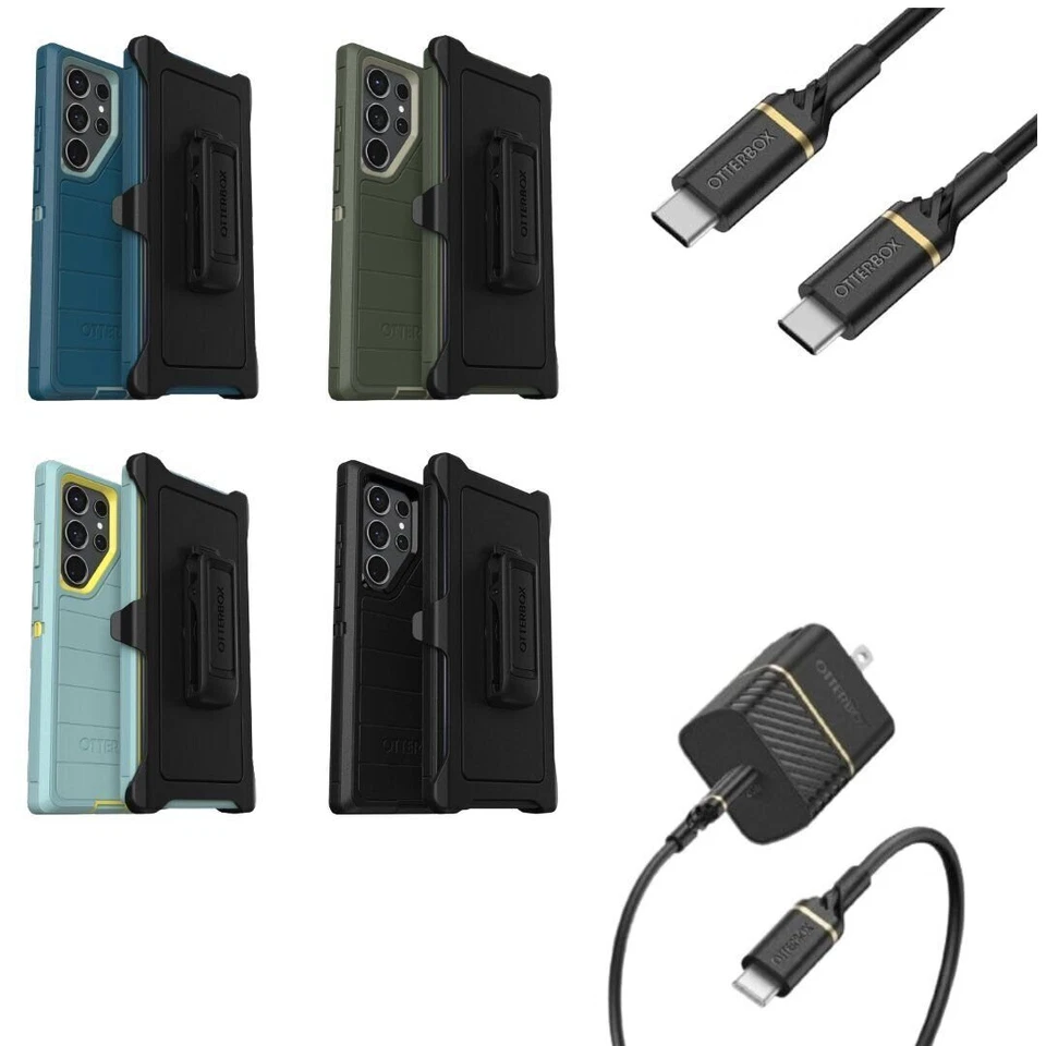 OtterBox Defender Pro Case & Holster for Galaxy S23 Ultra - with 20W C Charger