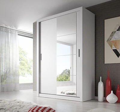 ARTHAUSS FURNITURE Brand New Modern Bedroom Mirror Sliding Door Wardrobe ARTI 6 120cm in White Matt
