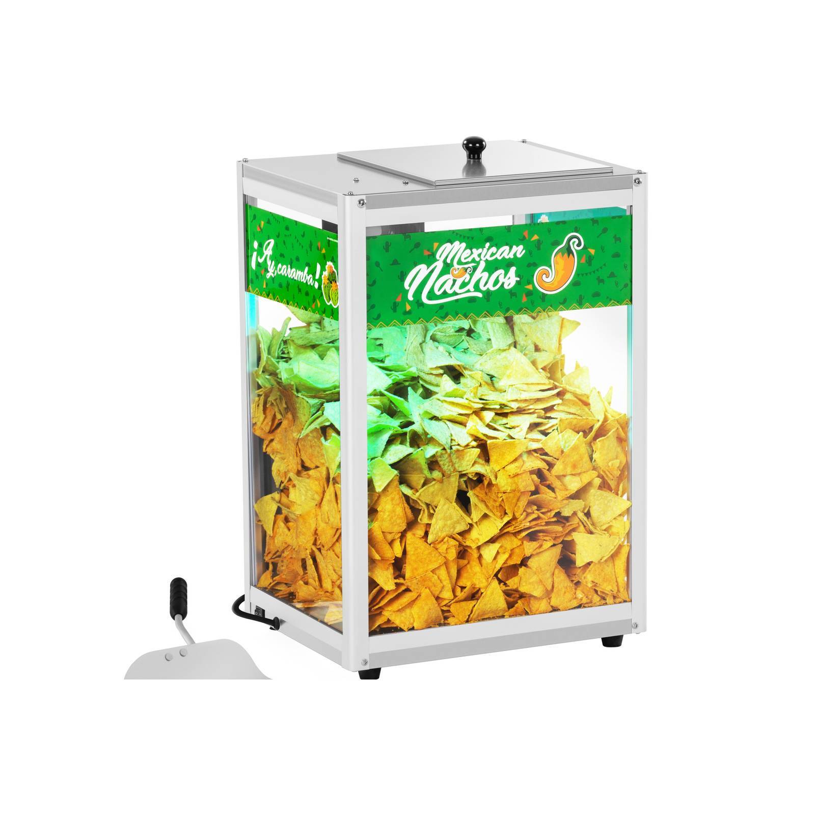 Nacho Wärmer Wärmetheke LED Rgb Beleuchtung 109 W 65 °C Nacho Popcorn Edelstahl