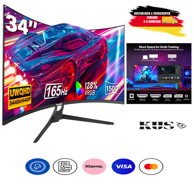 Ultrawide Curved Gaming Monitor mit 34 Zoll, 165Hz und UWQHD