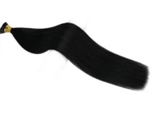 Remy I Tip Hair Extensions 16 Inch Human Hair Black 1B Silky Straight