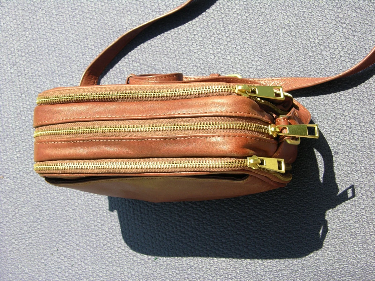 C C California brown leather organizer bag many compartments eBay