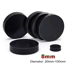 Black Solid Rubber Disc Discs Buffer - 8mm Thick - Round Rubber Pads Φ20mm-100mm