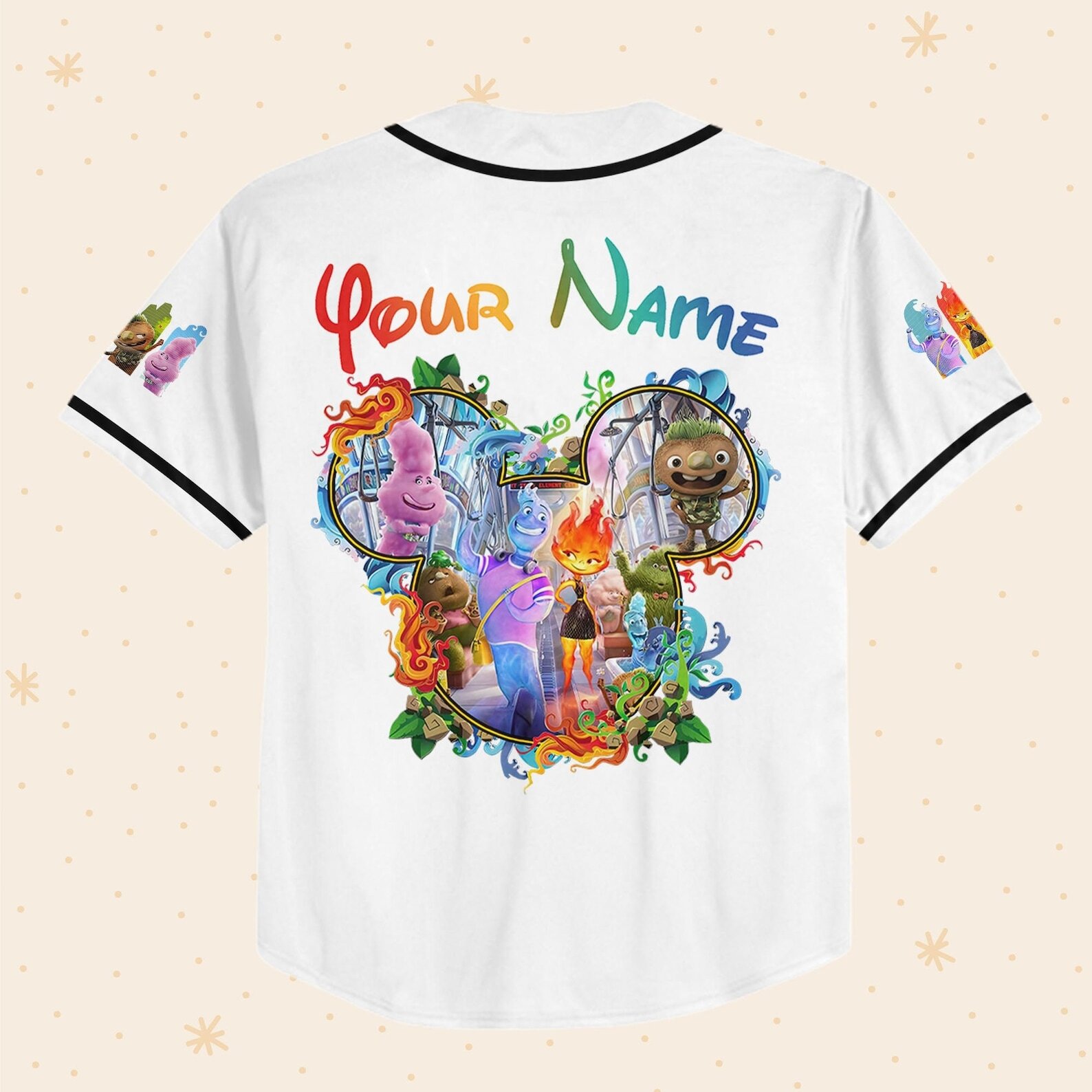 Personalize Disney Pixar Elenmental Mickey Head, Custom Disney Baseball Jersey