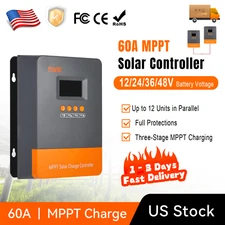 PowMr 60 Amp MPPT Solar Charge Controller 12V/24V/36V/48V DC Input LCD Regulator