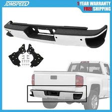 Rear Bumper For 2014-2018 Chevy Silverado GMC Sierra 1500 Chrome w/ Sensor Holes