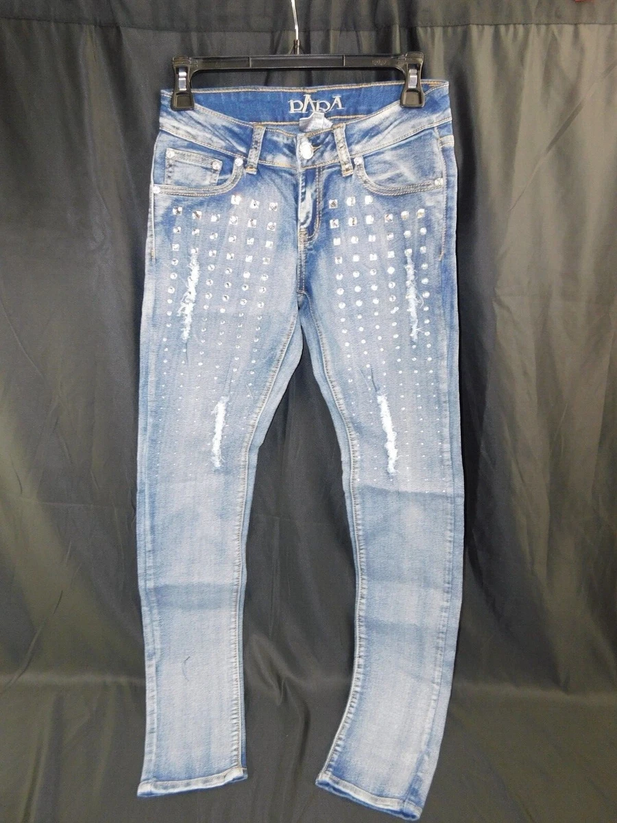 Para Company Denim Jeans Stretchy Skinny Jeans Rhinestones