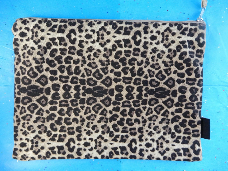 Bloomingdale's Animal Print Leopard Cheetah Canvas Cotton Makeup Bag Cosmetic — 第 4/4 张图片