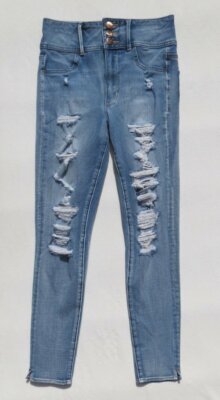 AMERICAN EAGLE AEO Stretch Distressed Super Hi Rise JEGGINGS Skinny Jeans 2 XS
