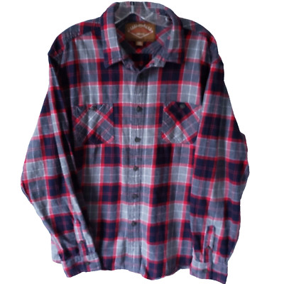 Red Camel Flannel Shirt Mens XXL Red/Gray Plaid Handcrafted Grunge Cozy Hunting