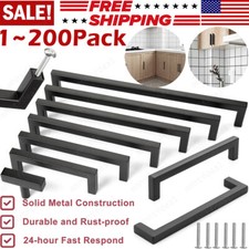 Black Modern Square Cabinet Handle Bar Pull Kitchen Hardware Stainless Steel Lot
