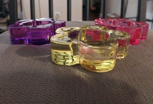 Y2K Vintage Flower Glass Tealight Candle Holders/ Ashtray - Picture 5 of 5