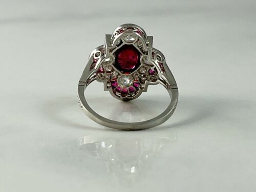 Ruby Diamond Platinum Ring Art Deco Antique Estate Finish Certified Natural - Picture 7 of 7