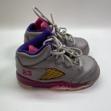 2013 Air Jordan 5 Retro TD Cement Grey/Pink Flash 440890-009 Toddler Size 6C