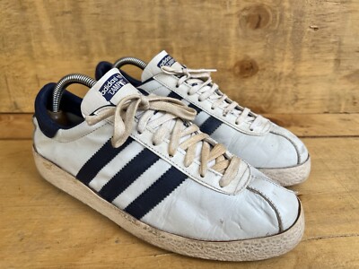 Vintage Adidas CAMPUS White/blue Sneakers Leather Shoes Made In France Size  US