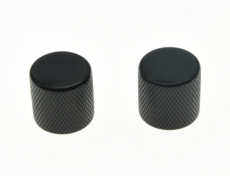 2x Black 18mm Guitar Bass Flat Top Barrel Knobs Tele Telecaster Guitar