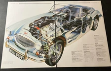 1963 Austin Healey Mark III - Vintage Cross-Section Cutaway Art Print / Wall Art
