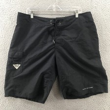 Columbia PFG Board Shorts Mens actual 38x11 Black Mid Rise Drawstring Pocket