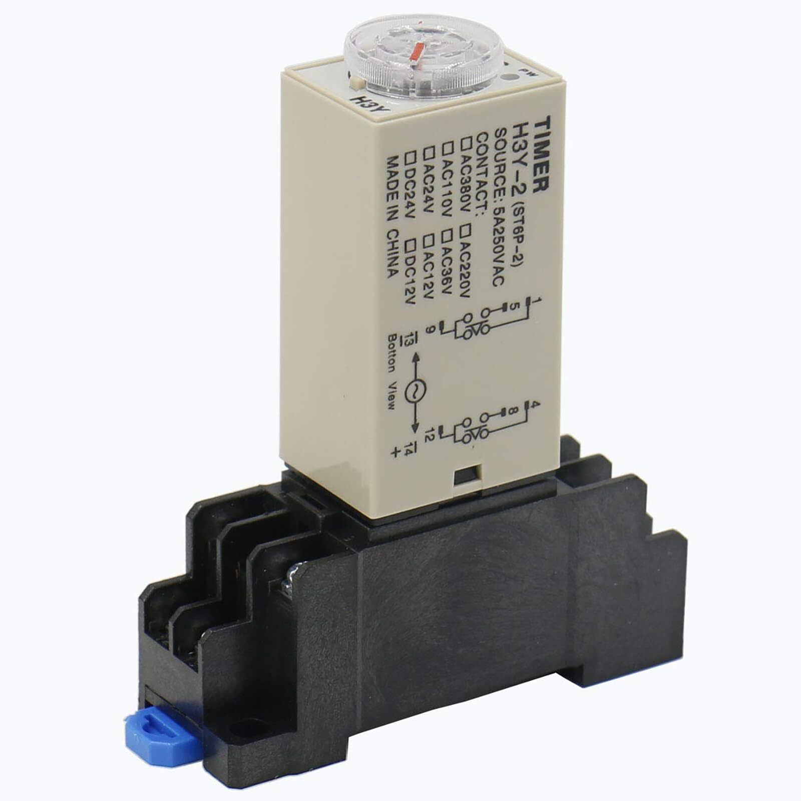 Baomain AC 220V H3Y-2 Time Delay Relay Solid State Timer 5S DPDT w Socket
