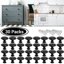 30 Pack Matte Black Kitchen Cabinet Knobs Round Drawer Pulls Stainless Steel
