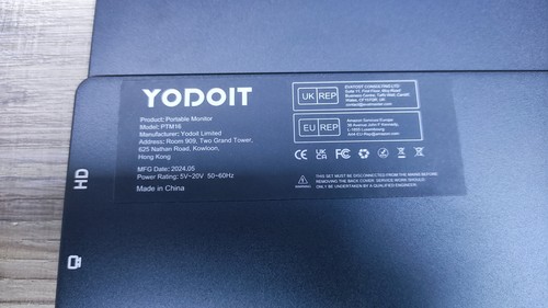 Yodoit PTM16 Tragbarer 2.5K Monitor 16" QHD 2560x1600 IPS Mini-HDMI USB-C 120Hz - Afbeelding 9 van 9