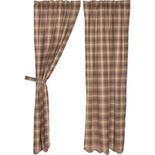 New Rustic Cabin Lodge Country BROWN TAN PLAID DAWSON PANELS Drapes Curtains 84"