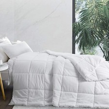Down Alternative Duvet Cover,Queen 98x98,White,Hotel Collection,Reversible,Tabs