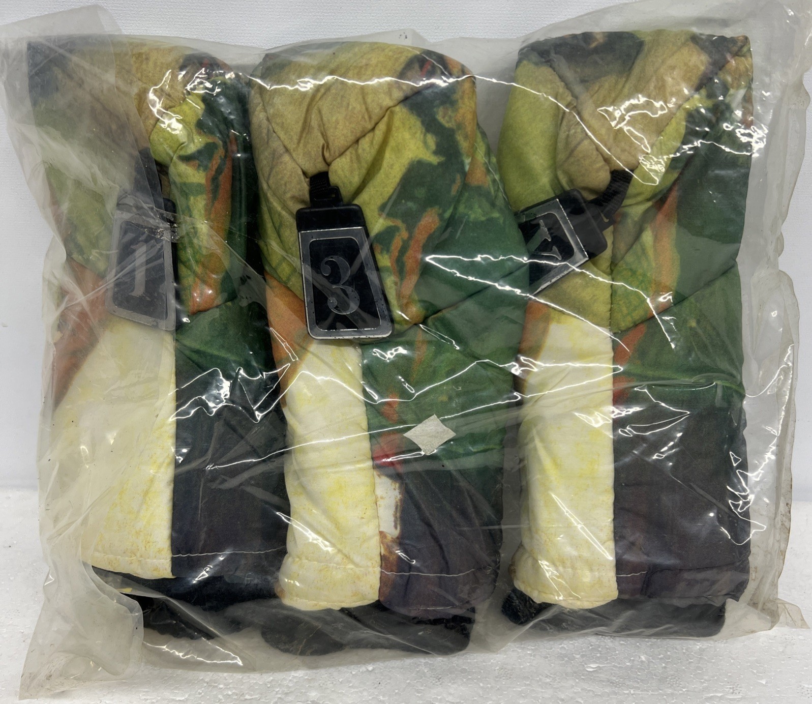 Club Head Cover Set Of 3  Nylon Green Camo Tie Dye Nos New V