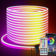 RGB LED Neon Flex Smart Light Strip, IP65 Waterproof, App & Remote Control 20M