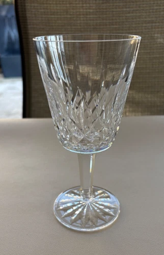 1 Signed Waterford Irish Crystal Lismore 6-7/8" Goblet Wine Water Glass Vintage