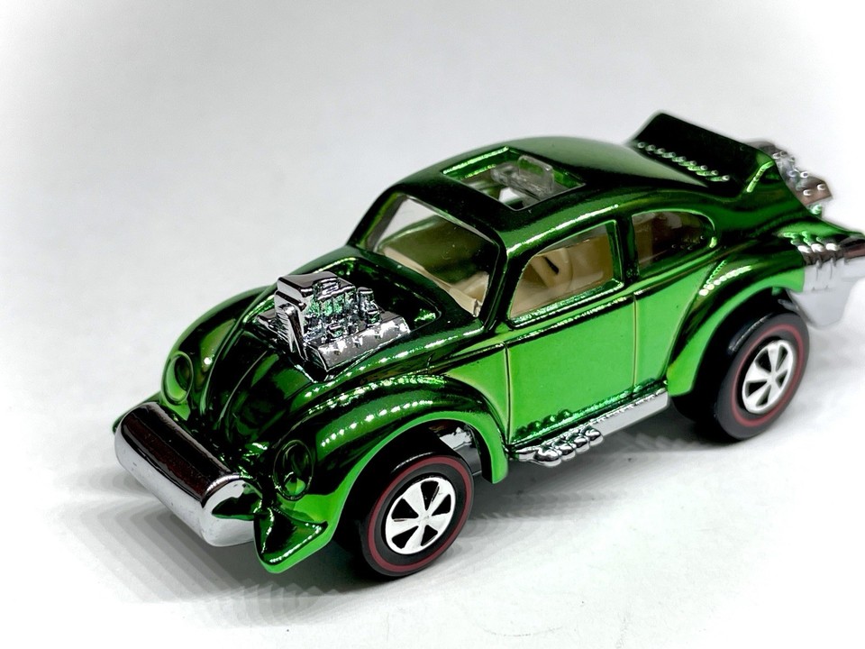 Hot Wheels “CUSTOM MADE CHROME CANDY GREEN ” REDLINE EVIL WEEVIL Vw ...