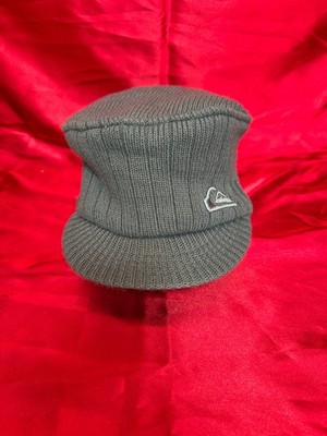 Quiksilver Beanie Hat Mens Adult Gray Cable Knit Winter Skull Cap with visor